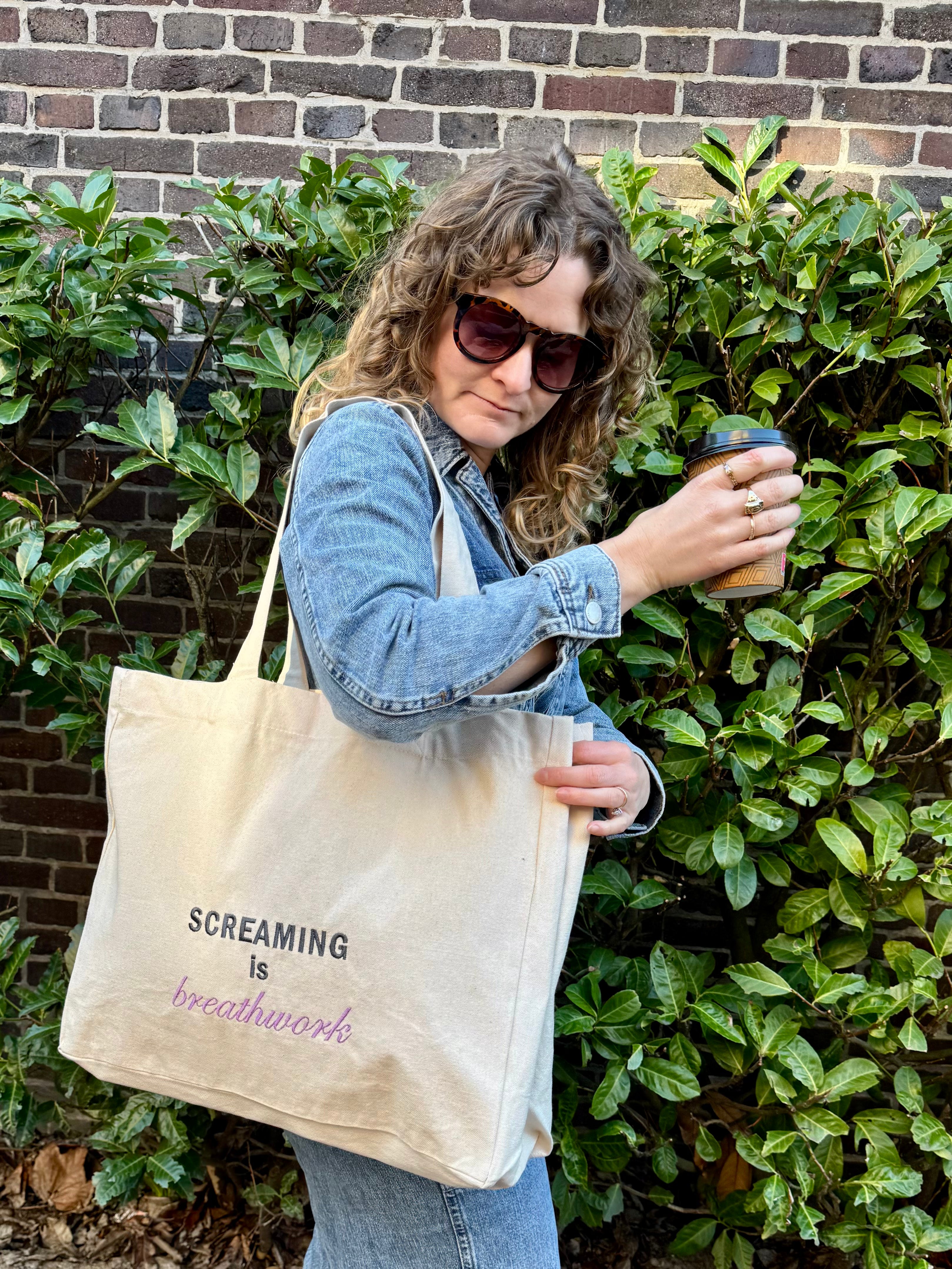 "Screaming is Breathwork" Oversized Tote