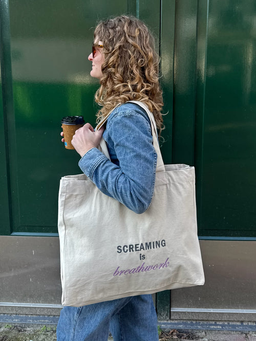 "Screaming is Breathwork" Oversized Tote